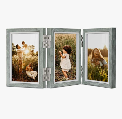 Triple 6x4 grey wooden photo - triple,