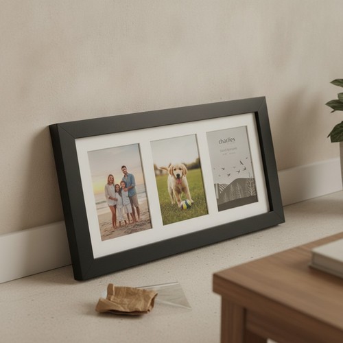 Black triple photo - frame, for