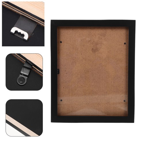 Black solid wood photo frame - black,